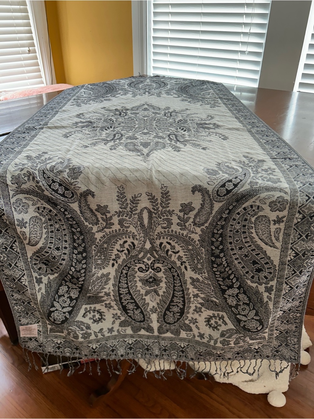 Gray Paisley Jacquard Scarf Wrap 27” x 55”